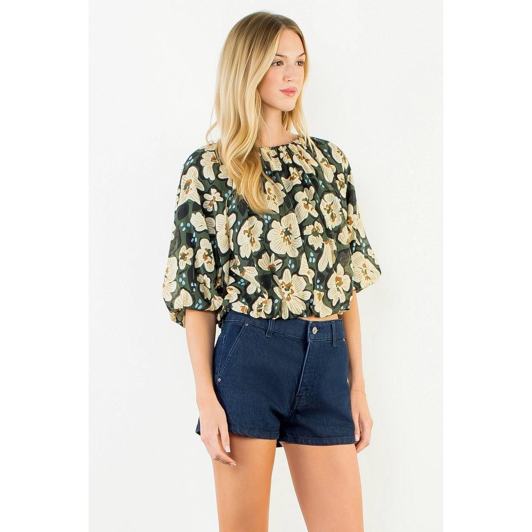 THML Floral Cinched Waist Top