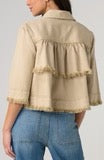 3/4 Sleeve Frayed Flounce Jacket