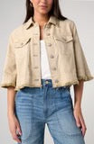 3/4 Sleeve Frayed Flounce Jacket