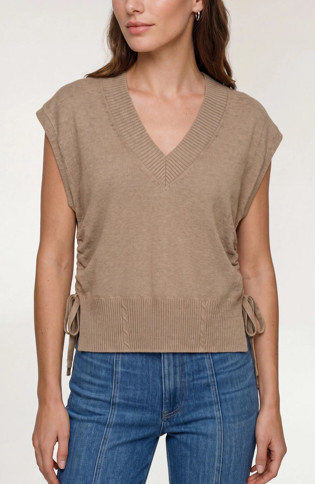 V-Neck Dolman Sweater with Side Ties