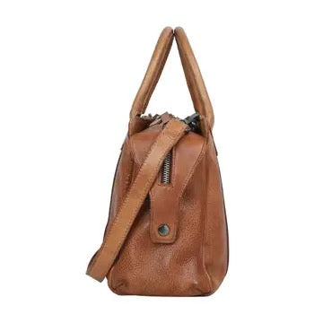 James Leather Crossbody Satchel in Camel