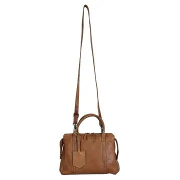James Leather Crossbody Satchel in Camel