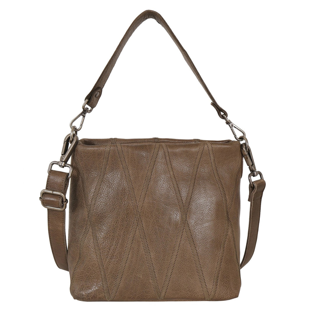 Ivy Diamond Leather Crossbody in Walnut