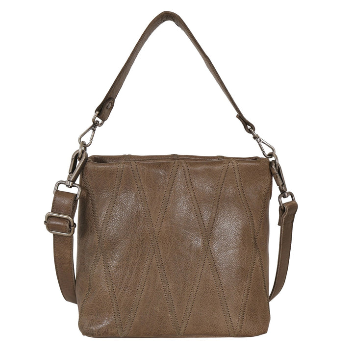 Ivy Diamond Leather Crossbody in Walnut