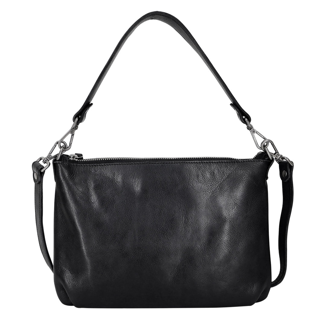 Stevie Slim Leather Crossbody in Black