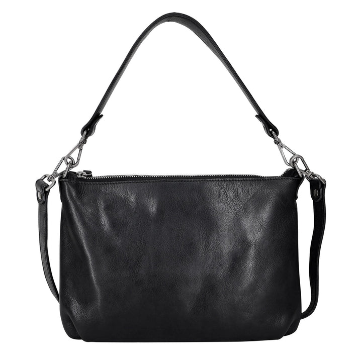 Stevie Slim Leather Crossbody in Black