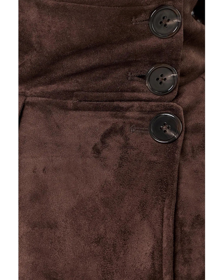 Dark Coffee Faux Suede Trench Coat
