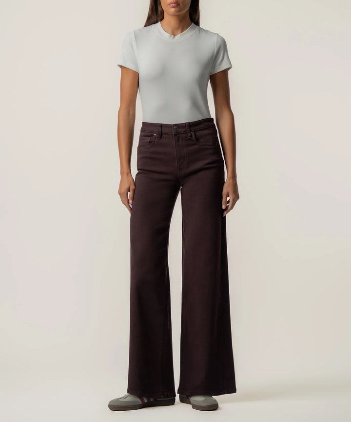 Kut from the Kloth Maya High Rise Wide Leg Pant in Raisin