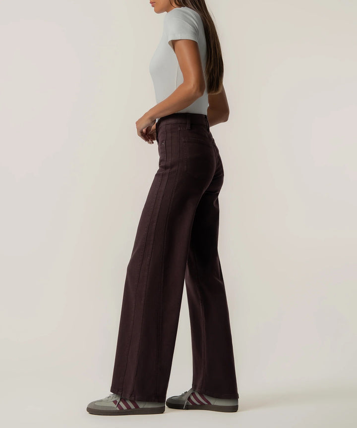 Kut from the Kloth Maya High Rise Wide Leg Pant in Raisin