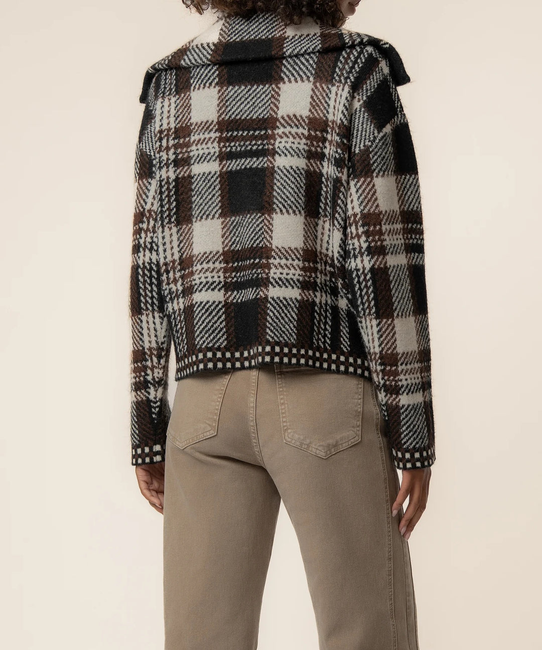 Rue Zip Up Sweater Knit Jacket in Chocolate