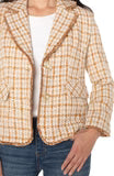 Liverpool Blazer with Fray Edges – Gold Khaki Plaid