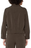 Black Olive Popover Shirt with Elastic Tie