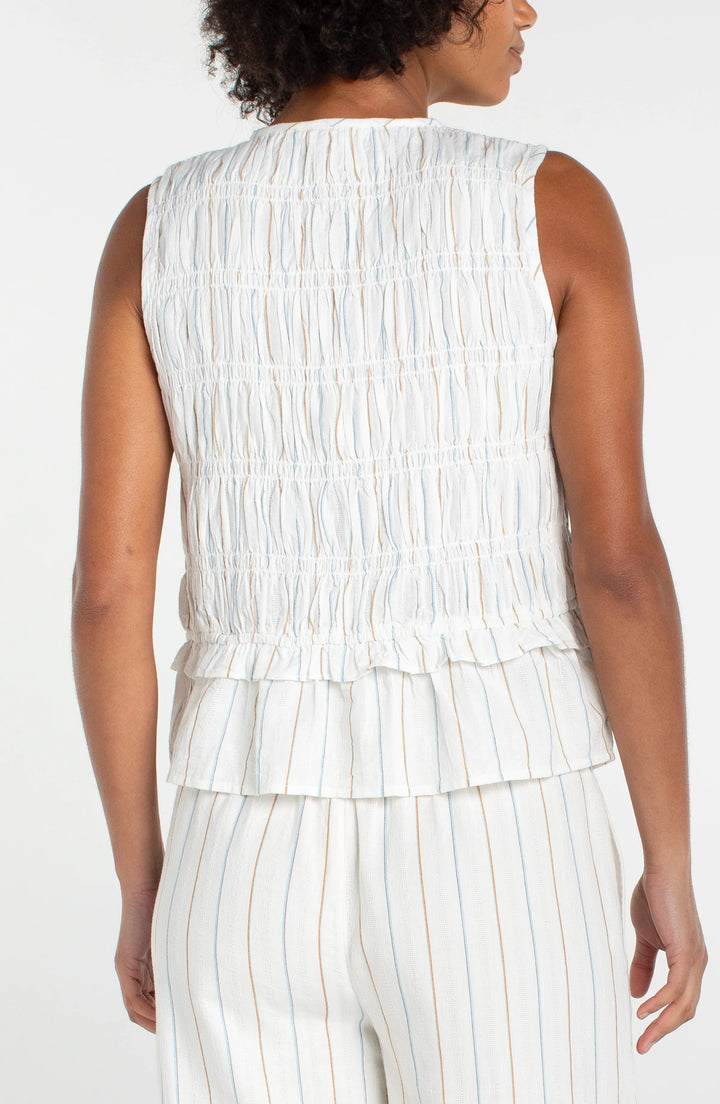 Sleeveless Tie Front Woven Top