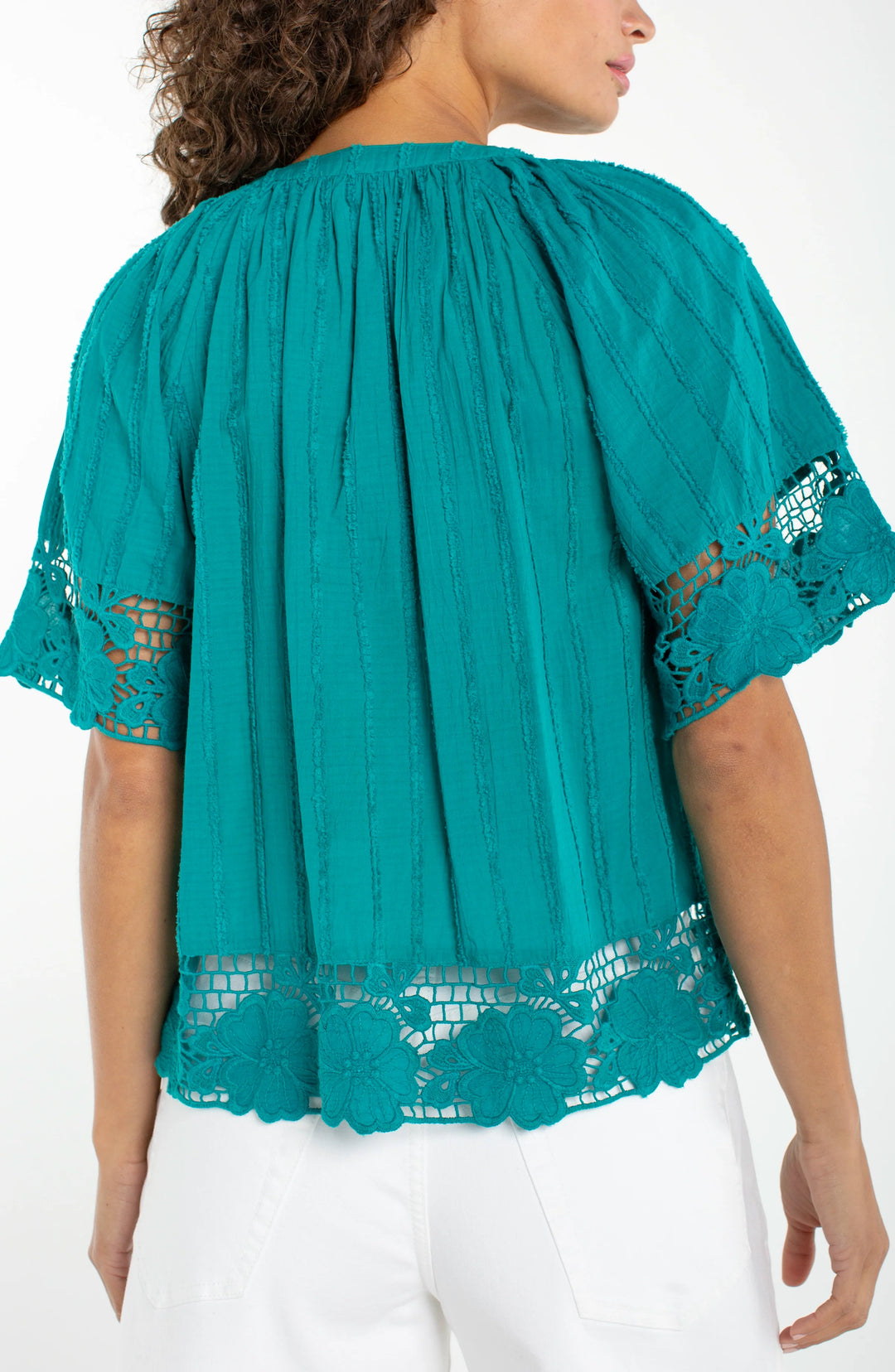Woven Top w/ Lace