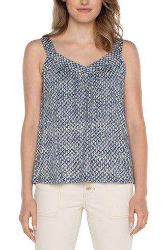 Navy Textured Dots Tank