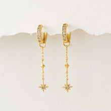 Load image into Gallery viewer, Starburst Drop Charm Hoop Earrings - Hello Beautiful Boutique
