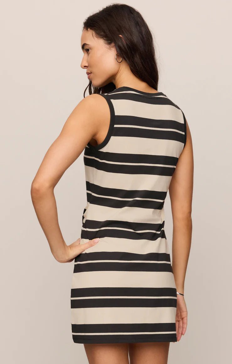 Mattie Striped Mini Dress-Ash Black