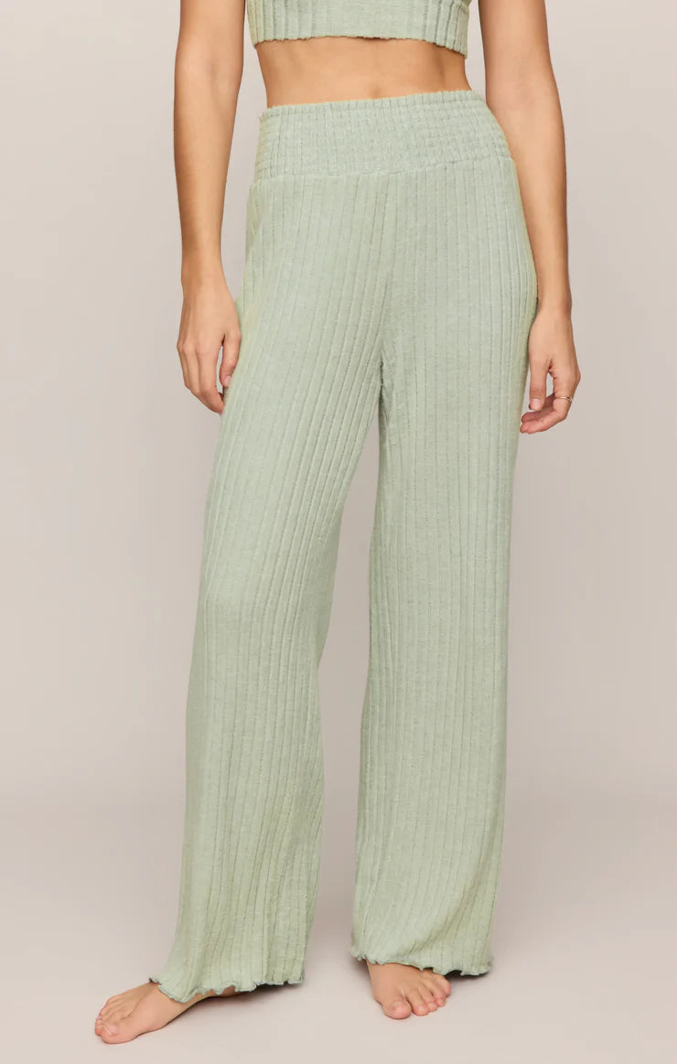 Dawn Smocked Rib Pant- Aqua Cloud