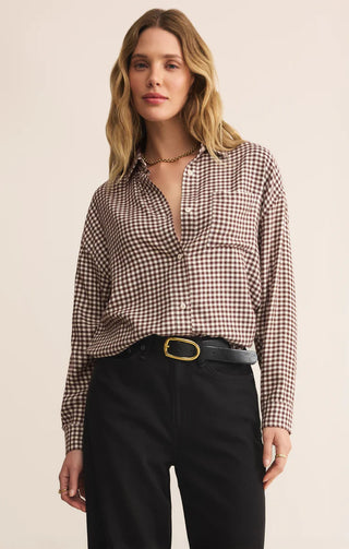 River Plaid Button Up by Z Supply – Chocolate Cherry