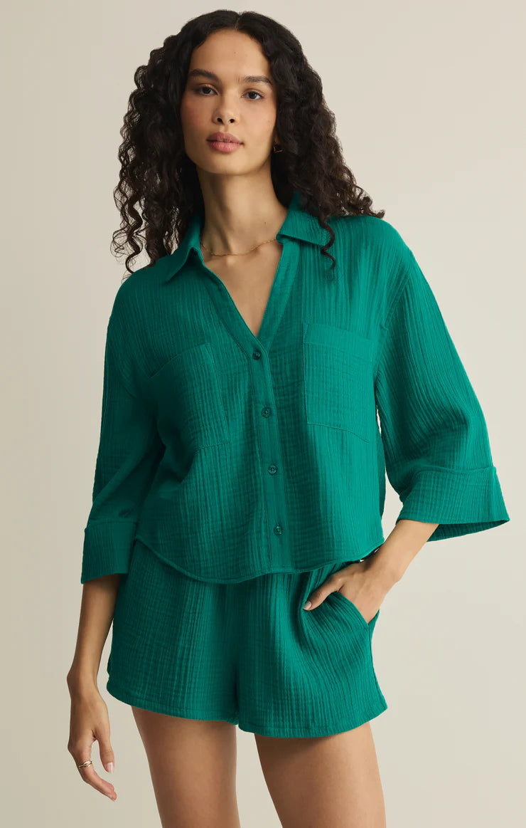 Helena Airy Gauze Button Up Shirt