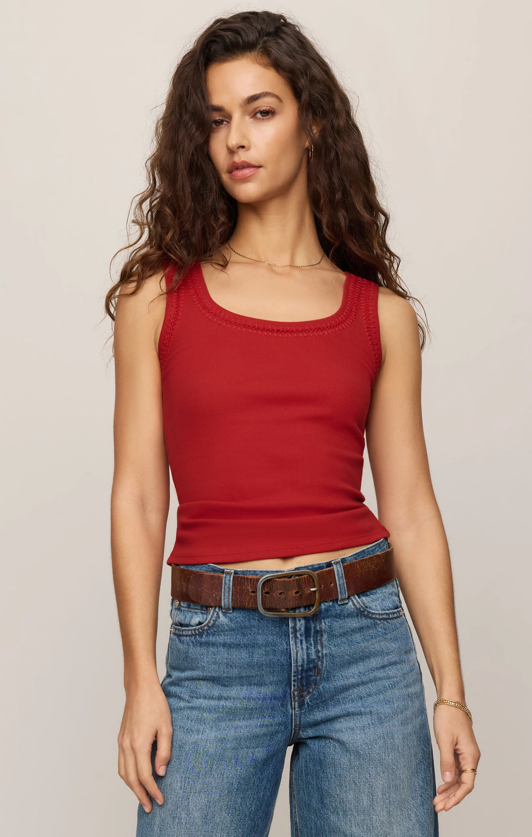 Larkin Whipstitch Tank — Chili Pepper Red