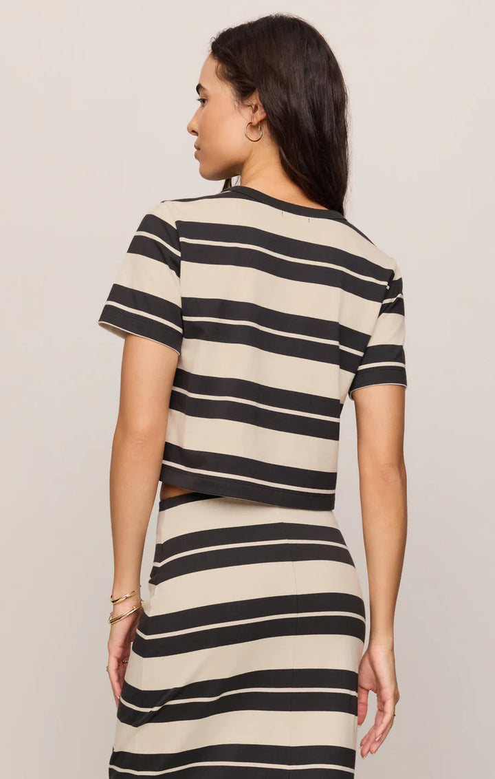 Stellan Striped Jersey Tee in Ash Black