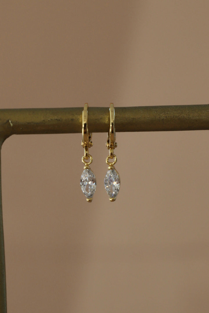 Marquise CZ Drop Huggies