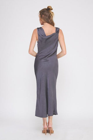Starlight Satin Cowl Midi Dress