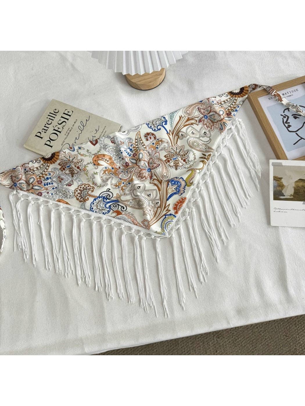 Fringed Patchwork Triangle Bandana