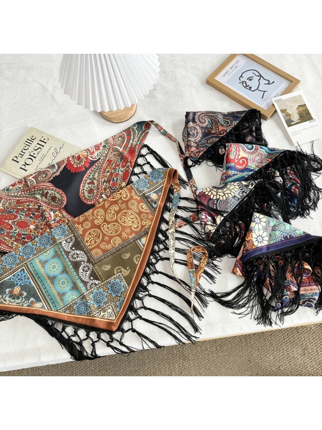 Fringed Patchwork Triangle Bandana