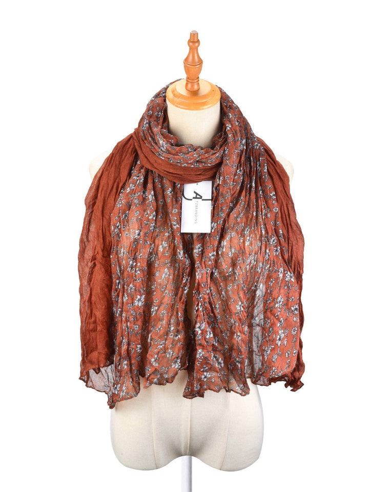 Lightweight Floral Ruched Scarf