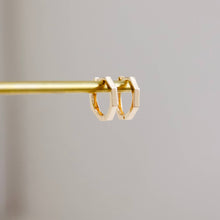 Load image into Gallery viewer, Mesa Blue - Hexagon Huggie Hoop Earrings: Gold
