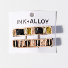 Load image into Gallery viewer, Anna Striped 2 Pack Beaded Hair Clip
