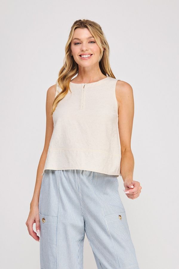 Allie Linen Button Tank