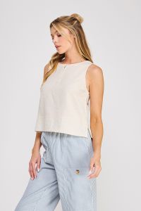 Allie Linen Button Tank