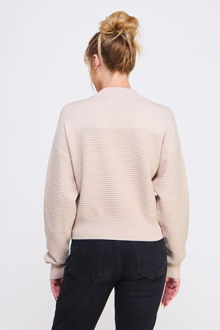 Twin Texture Dolman Half-Zip Sweater – Sand