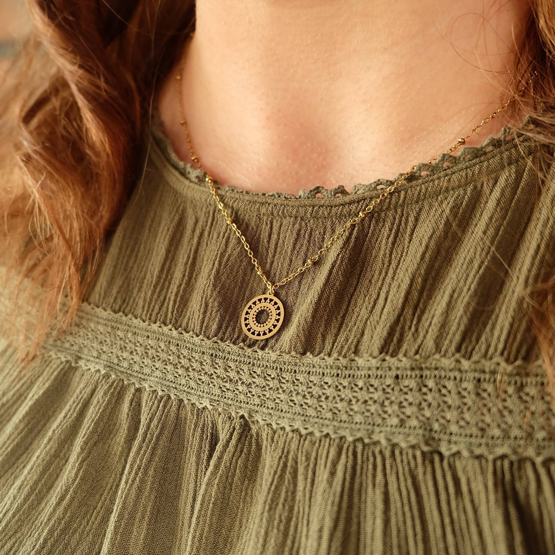 Augusta Jewellery - Gold Mandala Necklace - Hello Beautiful Boutique