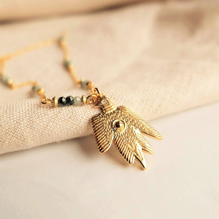 Augusta Jewellery - Handmade Gold Thunderbird Gemstone Necklace: 16 - 18 inches - Hello Beautiful Boutique