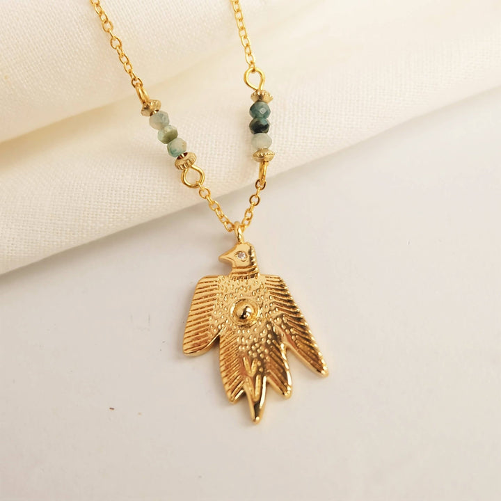 Augusta Jewellery - Handmade Gold Thunderbird Gemstone Necklace: 16 - 18 inches - Hello Beautiful Boutique