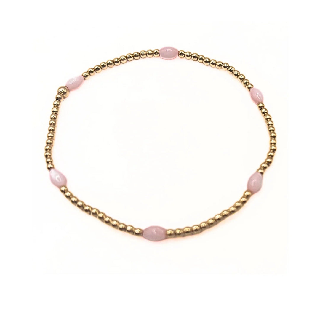 B - AC - PK - 7 - Aspen Gold Filled Waterproof Bracelet - Pink Opal - Hello Beautiful Boutique
