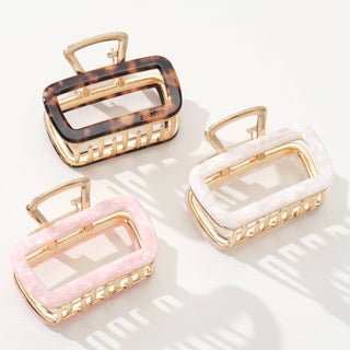 Harlow Medium Hollow Rectangle Metal Claw Clip: Assorted