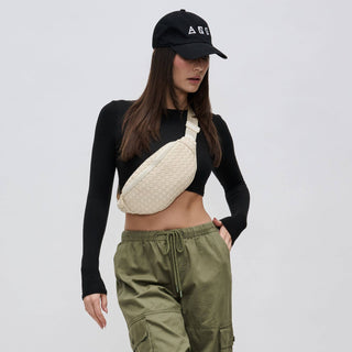 Sol and Selene - Aim High  Woven Neoprene Belt Bag: Cream