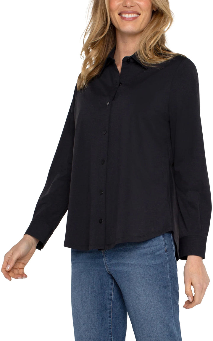 Black Long Sleeve Button Up - Hello Beautiful Boutique