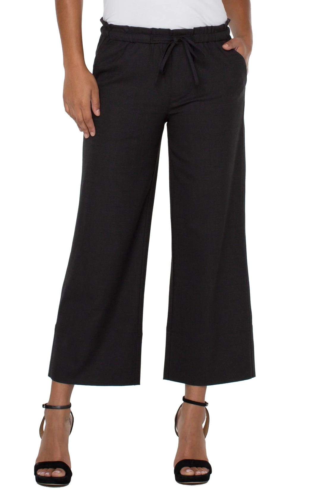 Black Pull on Wide Leg Pant - Hello Beautiful Boutique