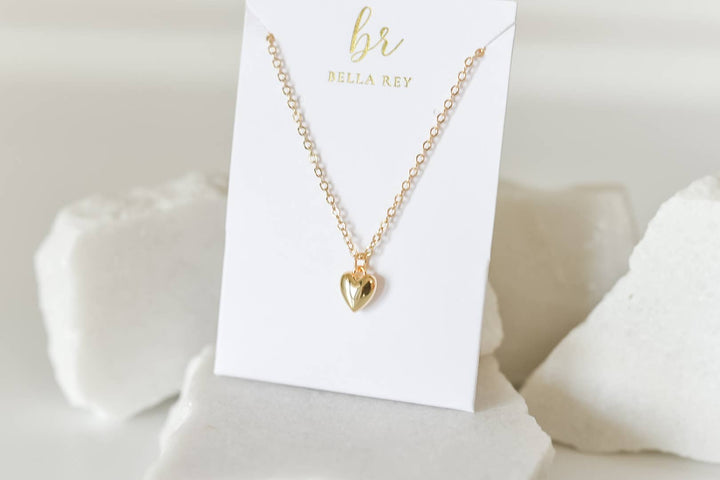 Blakely dainty bubble heart necklace 18k gold plated  - Hello Beautiful Boutique