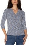 Blue Spacedye Knit Tee - Hello Beautiful Boutique