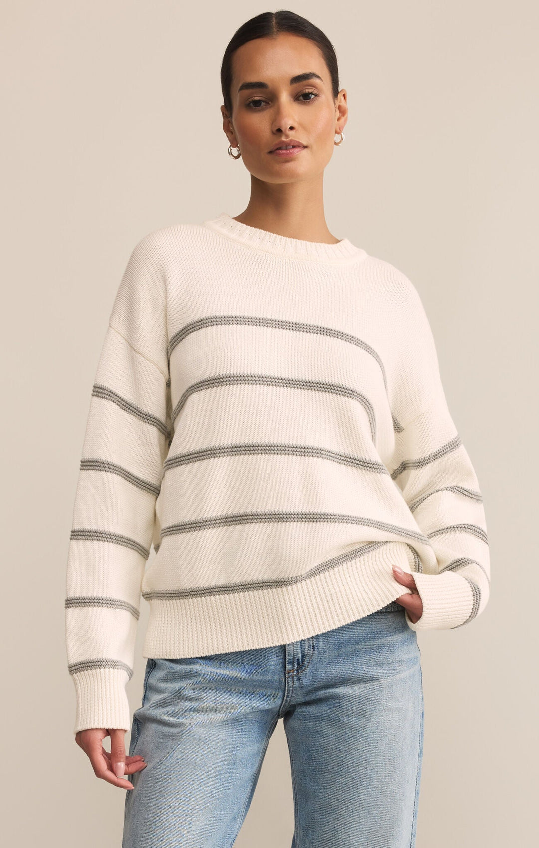 Boyfriend Stripe Sweater - Hello Beautiful Boutique