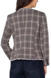 Brown Navy Glen Check Collarless Blazer - Hello Beautiful Boutique
