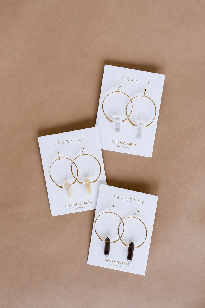 Hoops - Clear Quartz - Gold Earrings