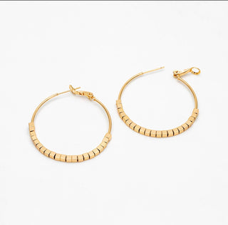Lola gold beaded hoop earrings